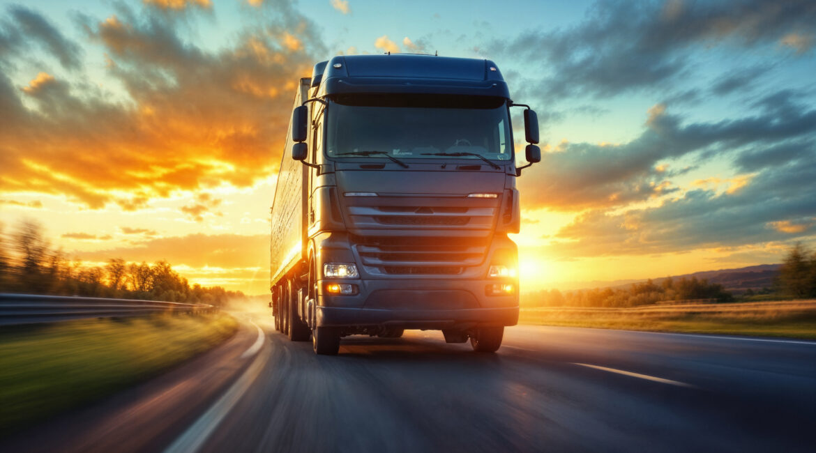 Caminhão moderno realizando transporte seguro e eficiente de cargas da Seven White Brasil Logística